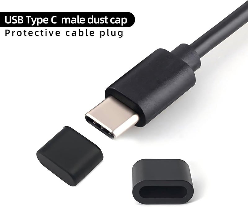 HUACAA 20 Pcs USB C Dust Caps Port Anti Dust Plug Silicone Type C Male Port Cover Anti Dust Charging Port Cover Protectors for Any Type C Charging Male Port (USB C Dust Cover/Black) - Image 2